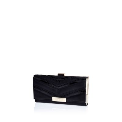Black patchwork clip top purse
